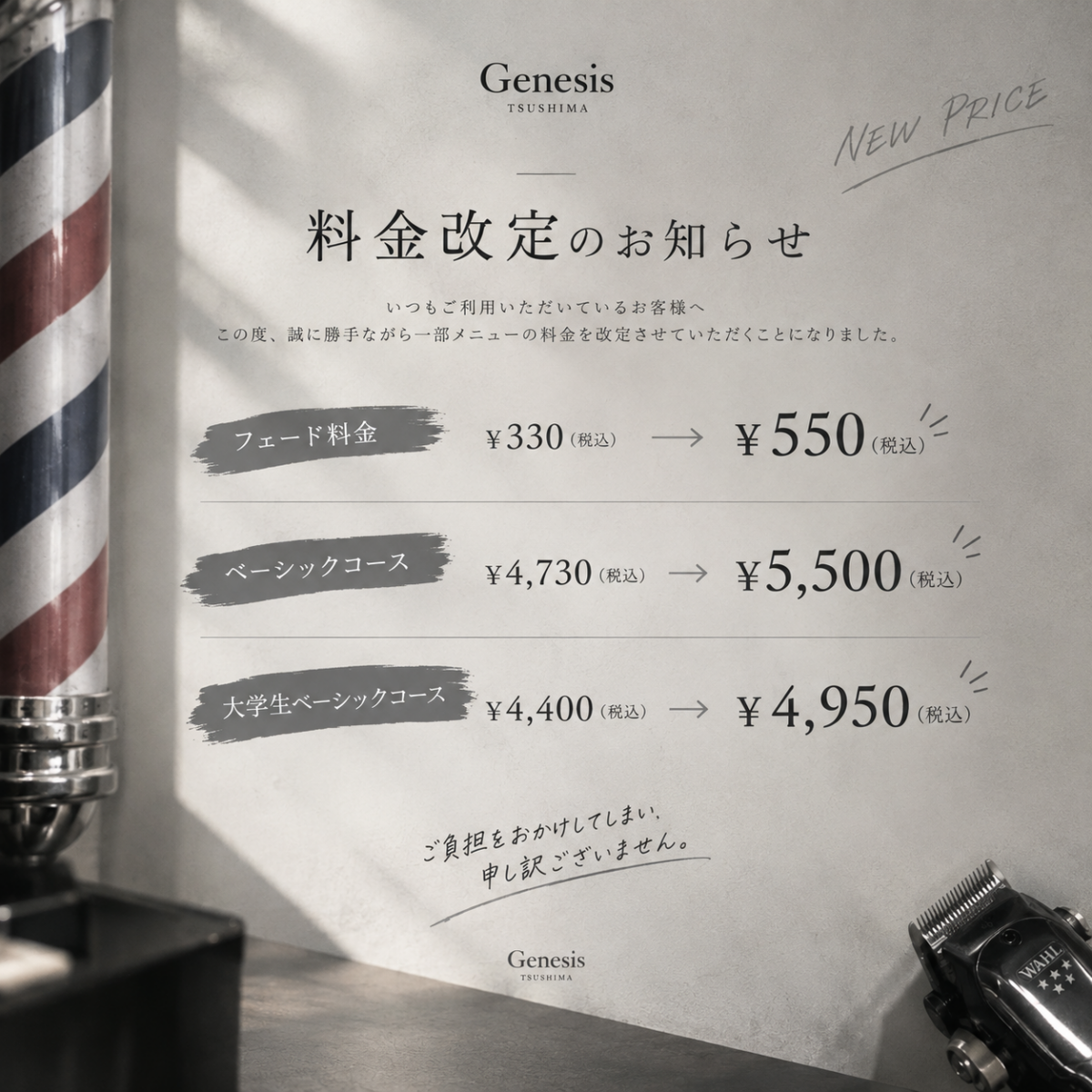 料金改正について